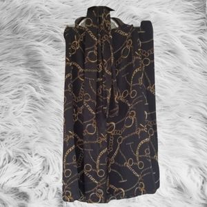 Tz) Evan-Picone 12 blk skirt length 27 gold chain